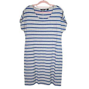 NEW LANDS' END SS T Shirt Dress size S 6-8 GRAY & BLUE STRIPES Casual Summer